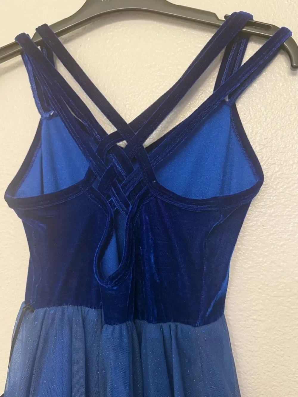 Revolution Dance costume blue velvet tutu dress 023 SA-Small adult